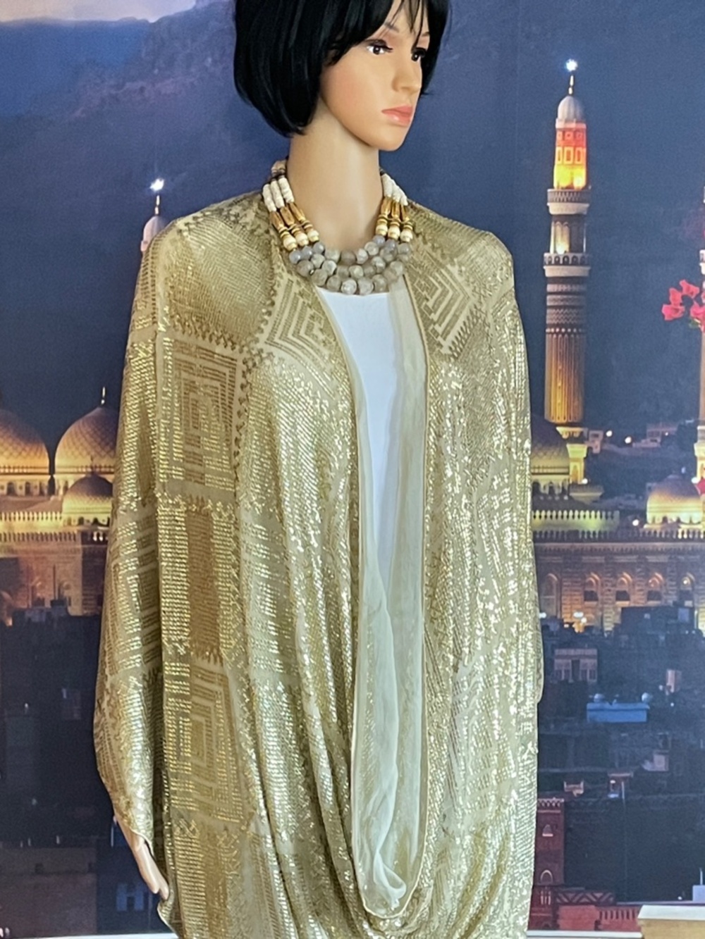Midas Touch Gold Heavy Egyptian Vintage Assuit Shawl /Wrap 1919